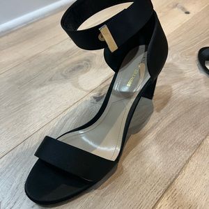Black satin sandals